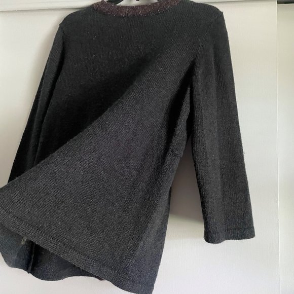 Christopher & Banks Button  Peplum Cardigan Fall Sweater M Embroidered Leaves - Picture 3 of 9